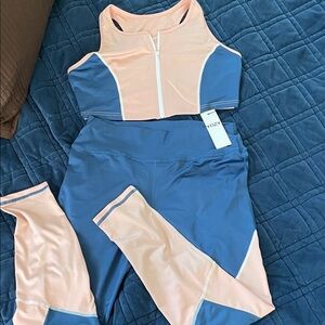 VOZY Peach & Blue Colorblock Track Joggers